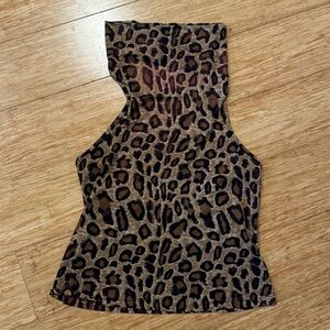 Vintage forever 21 leopard cheetah print shimmery backless halter going out top